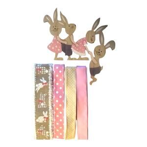 Easter Bunny Family Wreath Kit, Spring Bunny Door Sign, Pastel Easter Decor